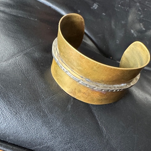 Ak Edgar Stylish Gold and Silver Cuff Bracelet - Picture 1 of 6